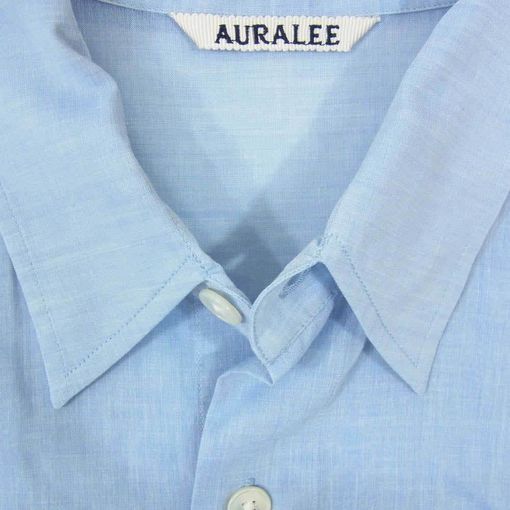 AURALEE オーラリー 24SS A24SS02VO HARD TWIST FINX ORGANDY HALF SLEEVED SHIRT 半袖 シャツ ライトブルー系 3【中古】