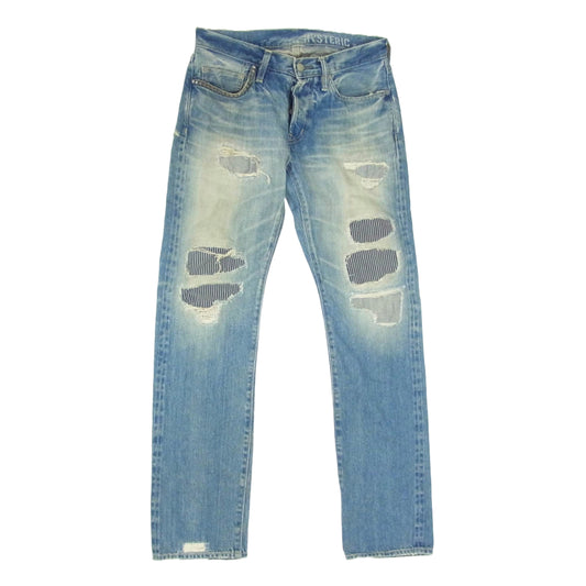HYSTERIC GLAMOUR ヒステリックグラマー 0253AP02 SP加工 WR ダメージ クラッシュ加工 デニムパンツ インディゴブルー系 30【中古】