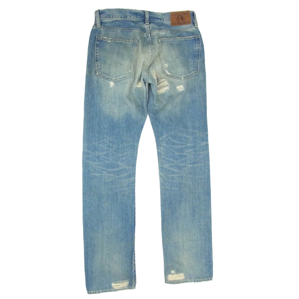 HYSTERIC GLAMOUR ヒステリックグラマー 0253AP02 SP加工 WR ダメージ クラッシュ加工 デニムパンツ インディゴブルー系 30【中古】