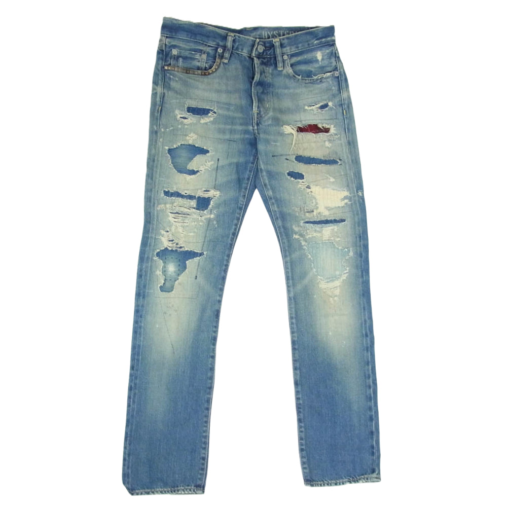 HYSTERIC GLAMOUR ヒステリックグラマー 0263AP14 REMAKE加工 ダメージ リペア スタッズ デニム パンツ インディゴブルー系 29【中古】