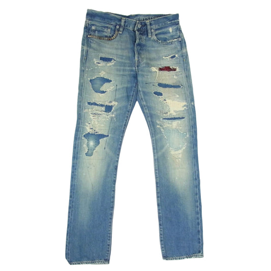 HYSTERIC GLAMOUR ヒステリックグラマー 0263AP14 REMAKE加工 ダメージ リペア スタッズ デニム パンツ インディゴブルー系 29【中古】