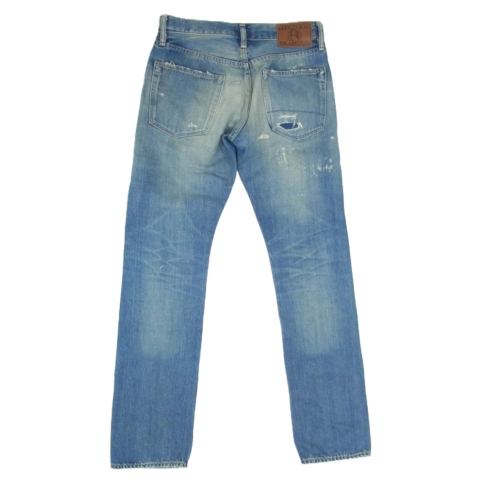 HYSTERIC GLAMOUR ヒステリックグラマー 0263AP14 REMAKE加工 ダメージ リペア スタッズ デニム パンツ インディゴブルー系 29【中古】