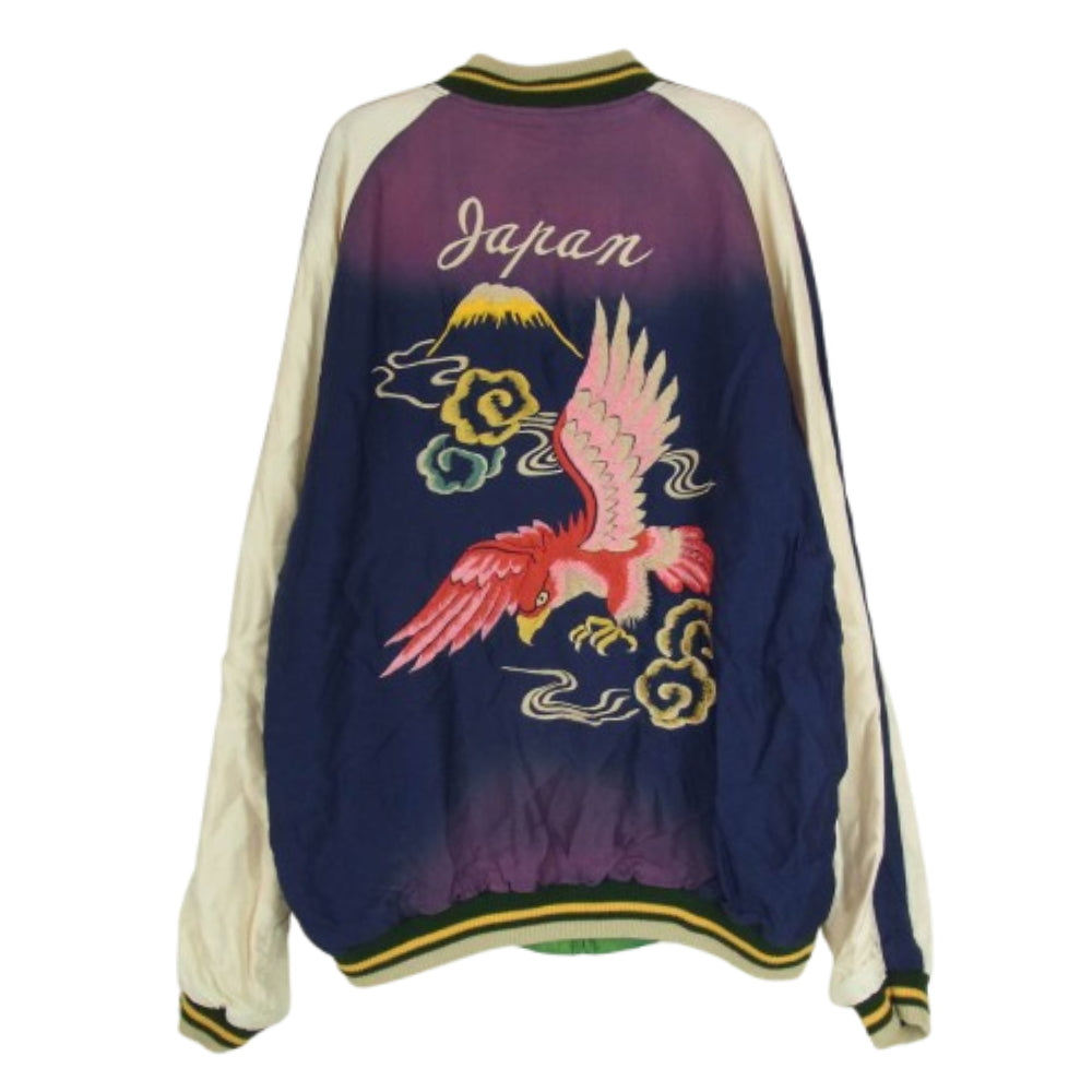 テーラー東洋 Reversible Acetate Souvenir Jacket エイジング加工 リバーシブル アセテート スーベニアジャケット スカジャン ネイビー系 L【中古】