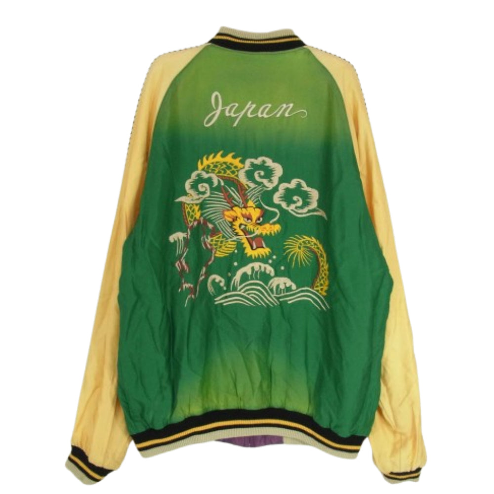 テーラー東洋 Reversible Acetate Souvenir Jacket エイジング加工 リバーシブル アセテート スーベニアジャケット スカジャン ネイビー系 L【中古】