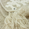 CHROME HEARTS クロムハーツ（原本無） SCARF FRNGD HNDKNT CEM レザー セメタリークロスパッチ付き カシミヤ フリンジ マフラー ストール スカーフ オフホワイト系 ベージュ系【中古】