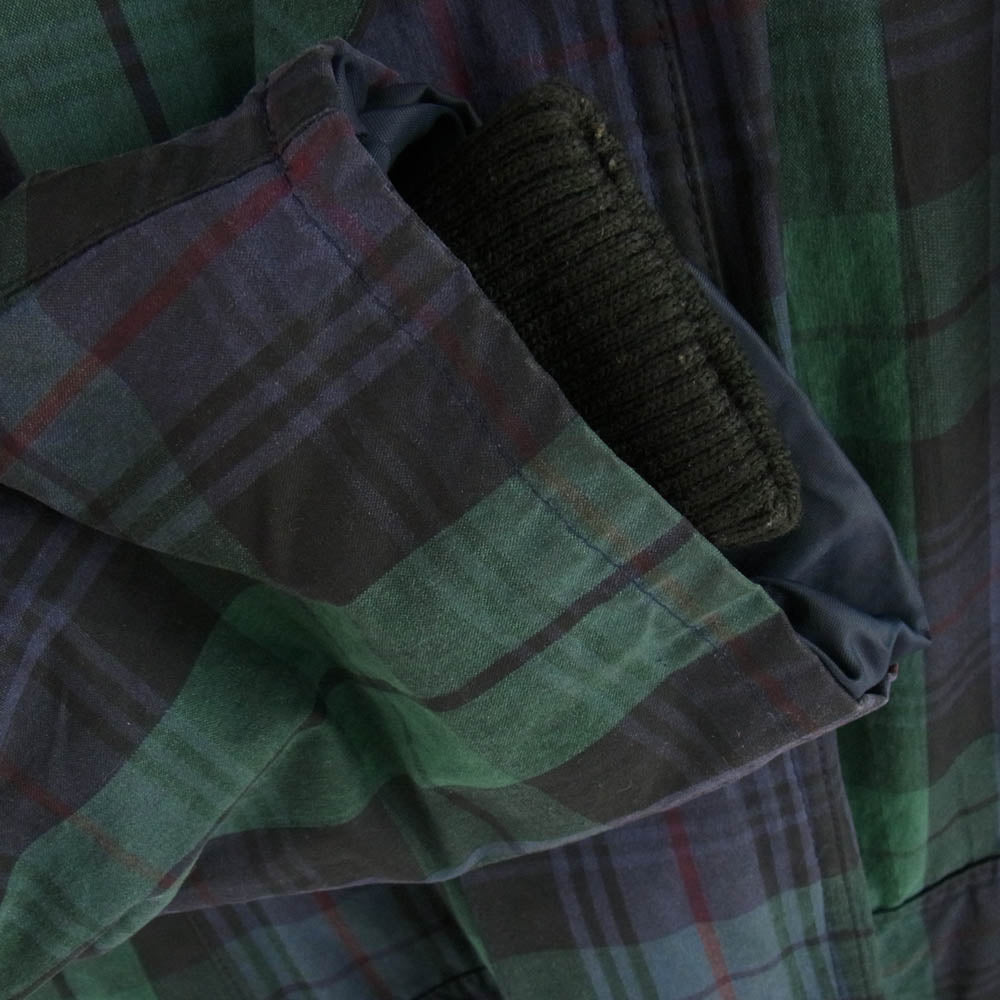 モンゴメリー 英国製 襟コーデュロイ切替 チェック柄 オイルドジャケット グリーン系 40【中古】