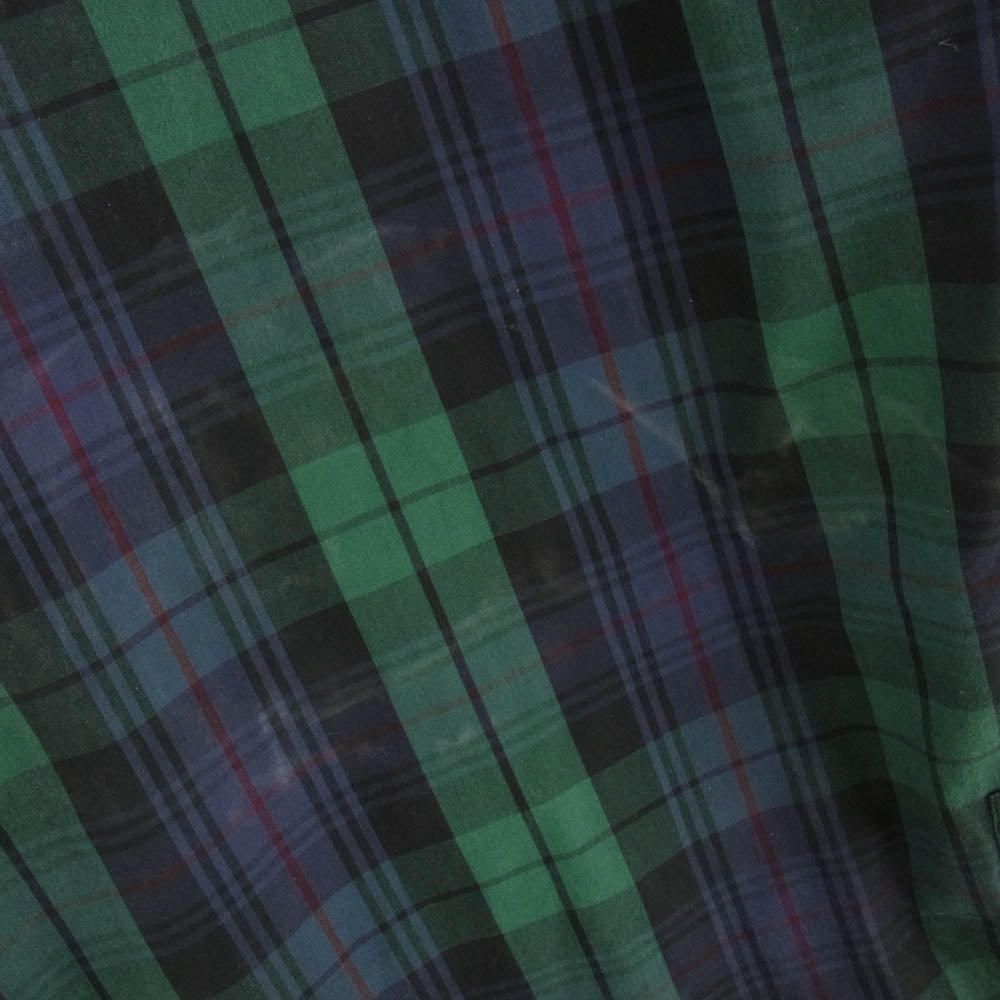 モンゴメリー 英国製 襟コーデュロイ切替 チェック柄 オイルドジャケット グリーン系 40【中古】