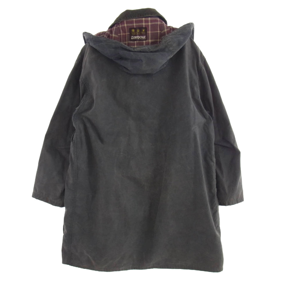 Barbour バブアー 英国製 80's BORDER オイルド フーデッド ジャケット グレー系 ダークネイビー系 C42/107CM【中古】