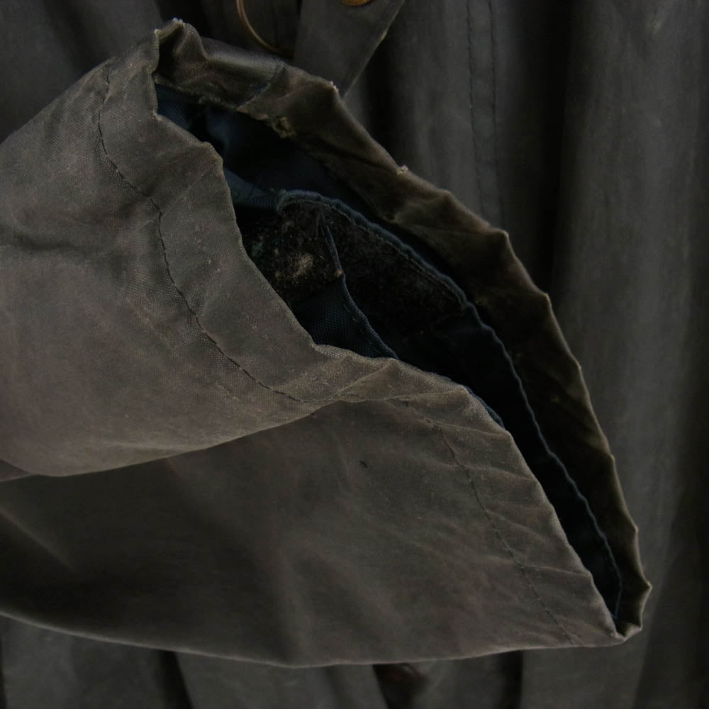 Barbour バブアー 英国製 80's BORDER オイルド フーデッド ジャケット グレー系 ダークネイビー系 C42/107CM【中古】