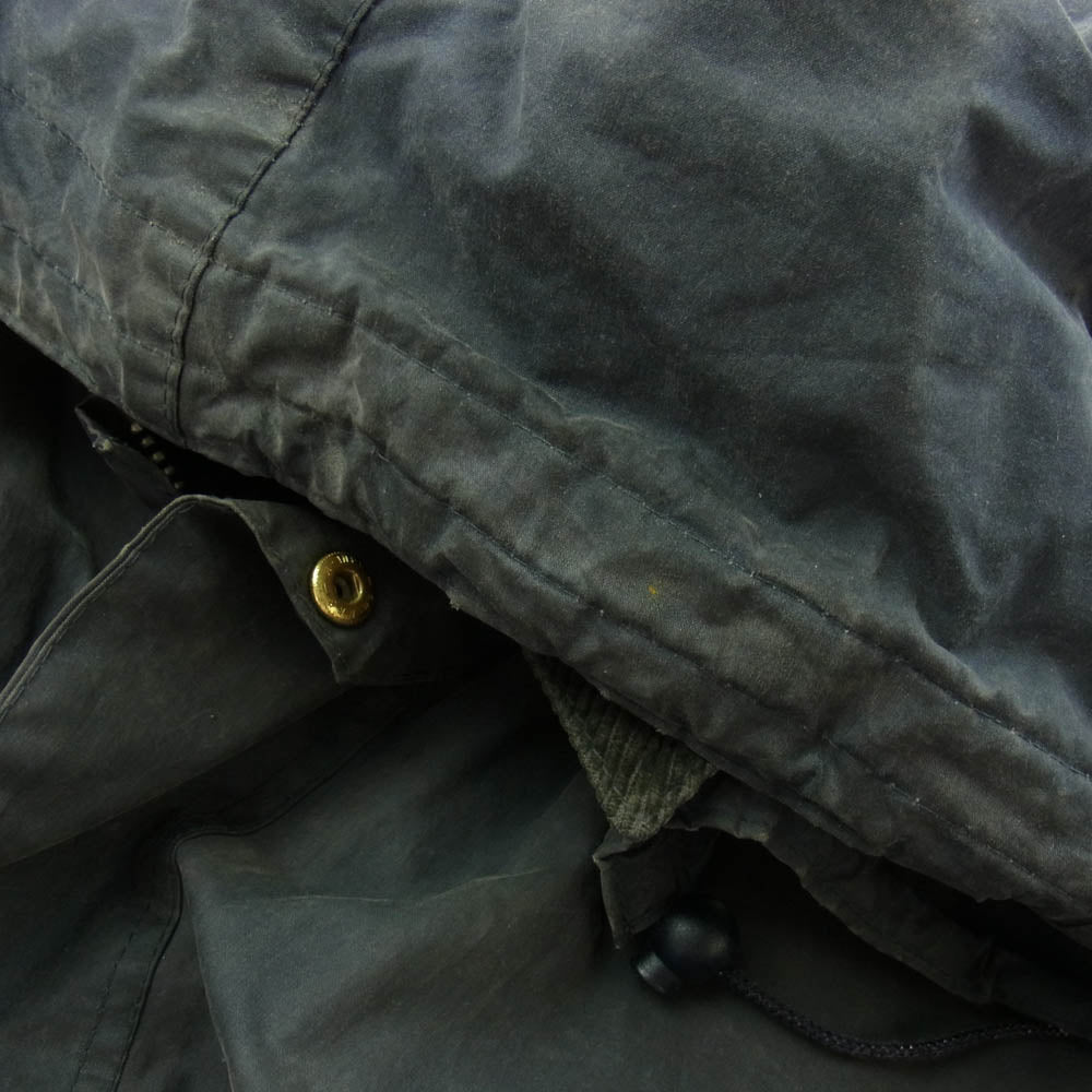 Barbour バブアー 英国製 80's BORDER オイルド フーデッド ジャケット グレー系 ダークネイビー系 C42/107CM【中古】