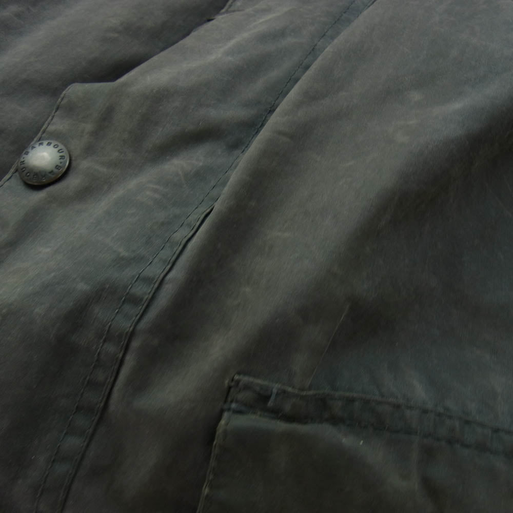 Barbour バブアー 英国製 80's BORDER オイルド フーデッド ジャケット グレー系 ダークネイビー系 C42/107CM【中古】