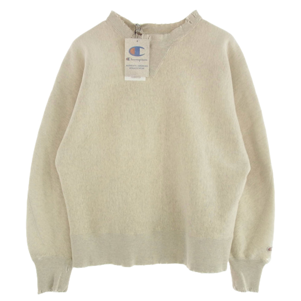 Champion チャンピオン C8-B027 × N.HOOLYWOOD x New Manual エヌハリウッド ニューマニュアル SWEATSHIRT 加工 リバースウィーブ スウェット オフホワイト系 グレー系 M【新古品】【未使用】【中古】