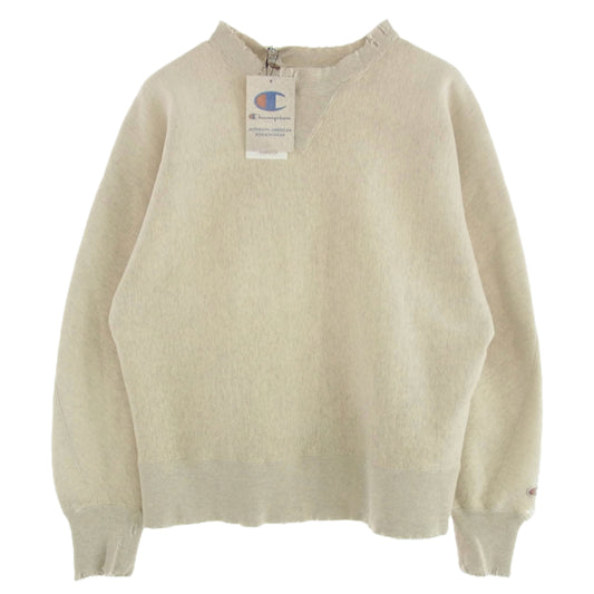 Champion チャンピオン C8-B027 × N.HOOLYWOOD x New Manual エヌハリウッド ニューマニュアル SWEATSHIRT 加工 リバースウィーブ スウェット オフホワイト系 グレー系 M【新古品】【未使用】【中古】