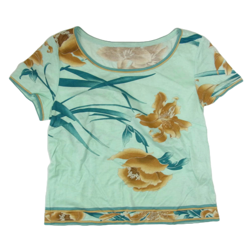 LEONARD レオナール 0399125 総柄 花柄 マルチカラー 半袖 Tシャツ カットソー ブルー グリーン系 M【中古】