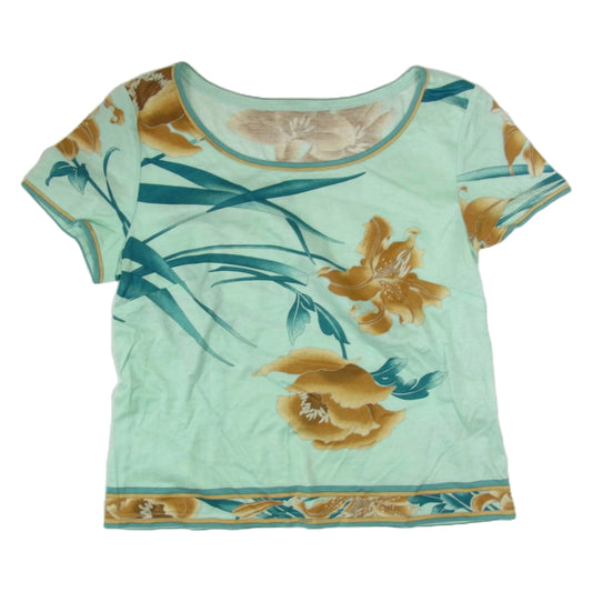 LEONARD レオナール 0399125 総柄 花柄 マルチカラー 半袖 Tシャツ カットソー  ブルー グリーン系 M【中古】