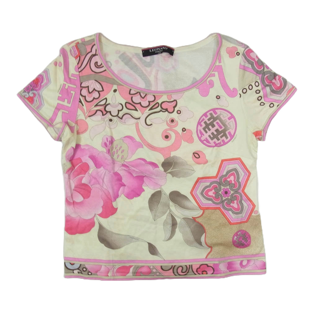 LEONARD レオナール 0'359164 総柄 花柄 マルチカラー 半袖 Tシャツ カットソー ピンク系 M【中古】