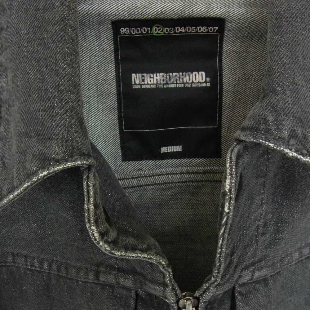 NEIGHBORHOOD ネイバーフッド 02AW 2000年製 Y2K Nbhd ロゴ ブラック デニム トラッカー ジャケット ブラック系 M【中古】