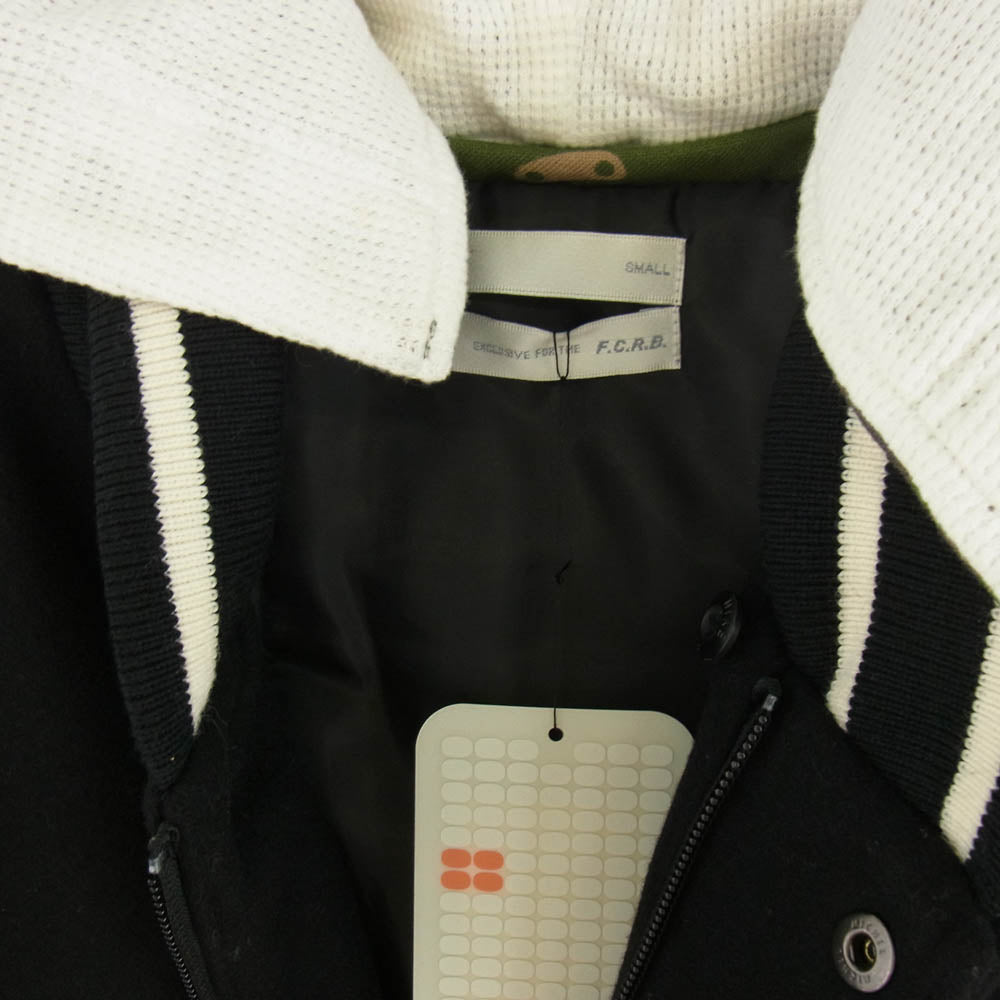 F.C.R.B. エフシーアールビー 01AW 107506 F.C.Real Bristol × NIKE ナイキ 着脱可 カモ柄フード付き 袖レザー 切替 中綿 スタジャン Y2K ブラック系 S【中古】