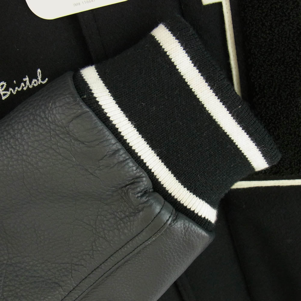 F.C.R.B. エフシーアールビー 01AW 107506 F.C.Real Bristol × NIKE ナイキ 着脱可 カモ柄フード付き 袖レザー 切替 中綿 スタジャン Y2K ブラック系 S【中古】