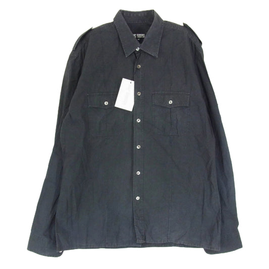 RAF SIMONS ラフシモンズ 03SS 消費者期 アーカイブ MILITARY SHIRT 袖 ワッペン ミリタリー 長袖 シャツ ブラック系 48【中古】