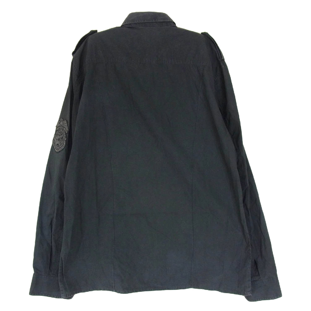 RAF SIMONS ラフシモンズ 03SS 消費者期 アーカイブ MILITARY SHIRT 袖 ワッペン ミリタリー 長袖 シャツ ブラック系 48【中古】
