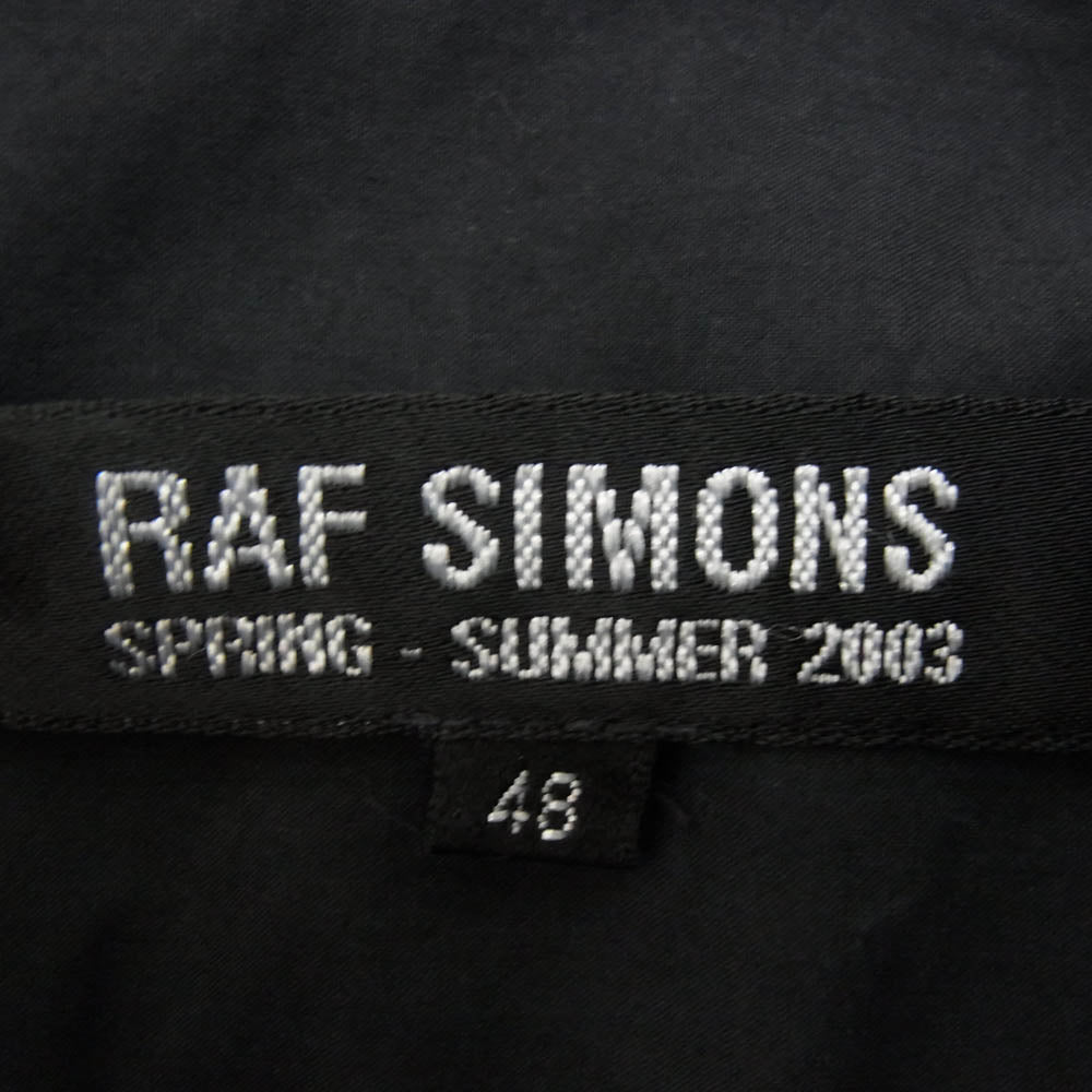 RAF SIMONS ラフシモンズ 03SS 消費者期 アーカイブ MILITARY SHIRT 袖 ワッペン ミリタリー 長袖 シャツ ブラック系 48【中古】