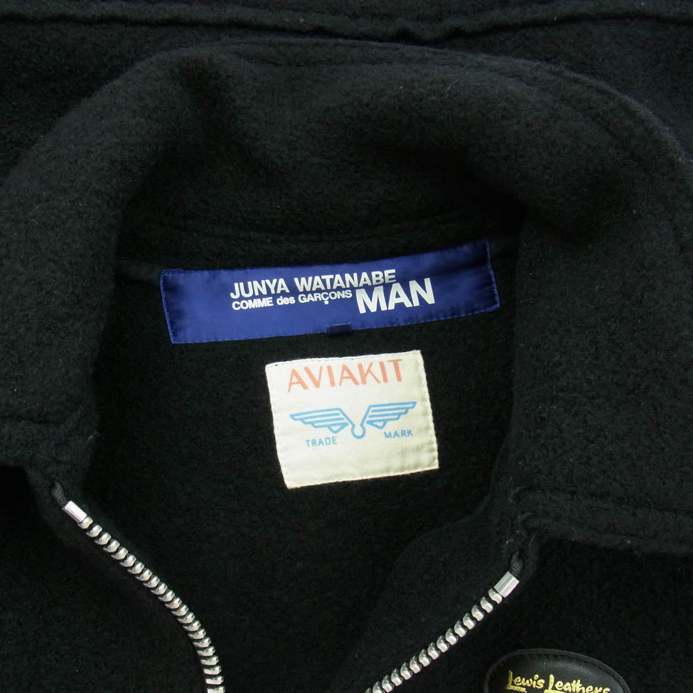 JUNYA WATANABE COMME des GARCONS ジュンヤワタナベコムデギャルソン 03AW WK-J041 × Lewis Leathers ルイスレザー ウール ブークレ 縮絨 シングル ライダース ジャケット ブラック系 M【中古】