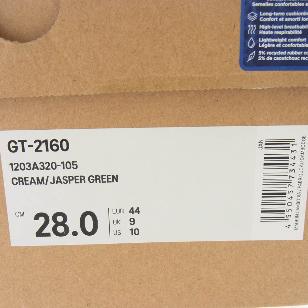 asics アシックス GT-2160 1203A320ー105 メッシュ ローカット スニーカー オフホワイト系 グリーン系 28cm【極上美品】【中古】