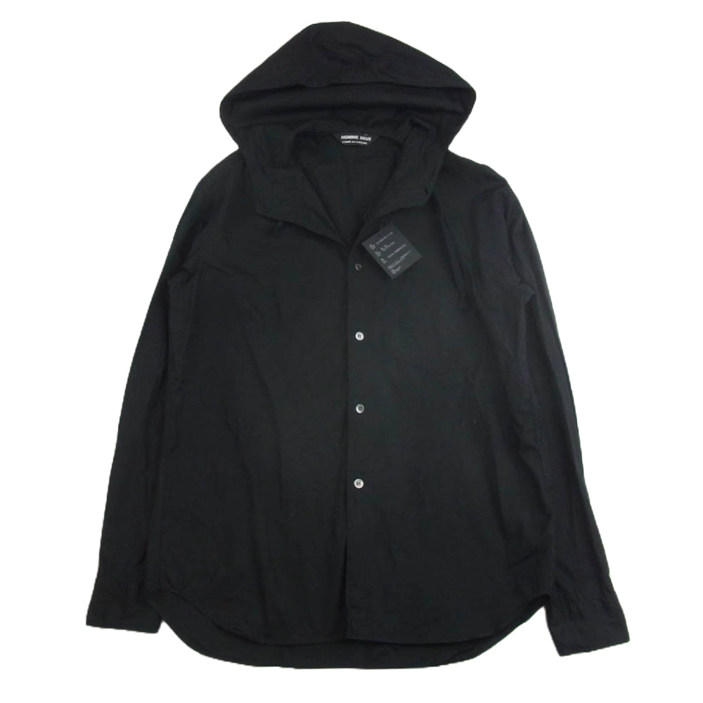 COMME des GARCONS HOMME DEUX コムデギャルソンオムドゥ DN-B044 フード ボタンダウン 長袖 シャツ ブラック系 M【中古】