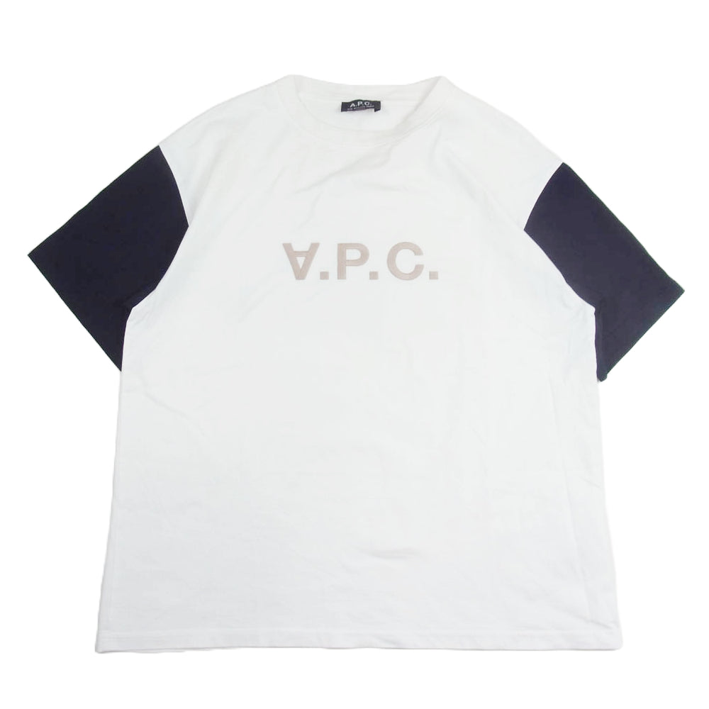 A.P.C. アーペーセー 反転 ロゴ 刺繍 Tシャツ 半袖 ホワイト系 L【中古】