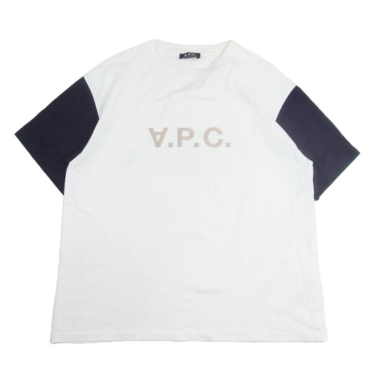 A.P.C. アーペーセー 反転 ロゴ 刺繍 Tシャツ 半袖 ホワイト系 L【中古】