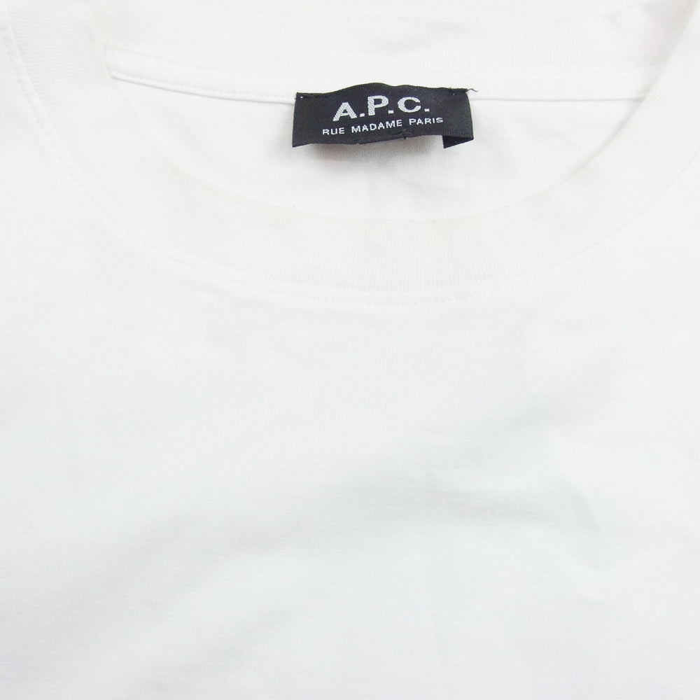 A.P.C. アーペーセー 反転 ロゴ 刺繍 Tシャツ 半袖 ホワイト系 L【中古】