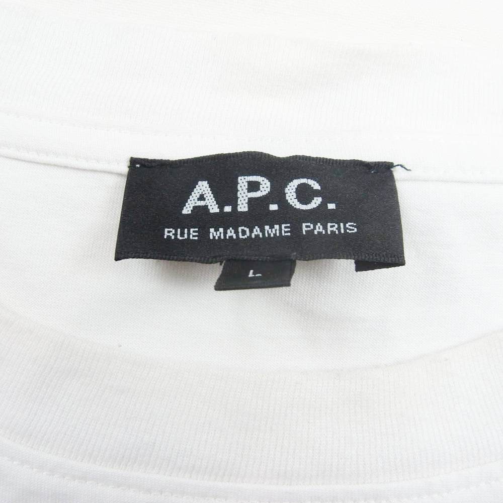 A.P.C. アーペーセー 反転 ロゴ 刺繍 Tシャツ 半袖 ホワイト系 L【中古】