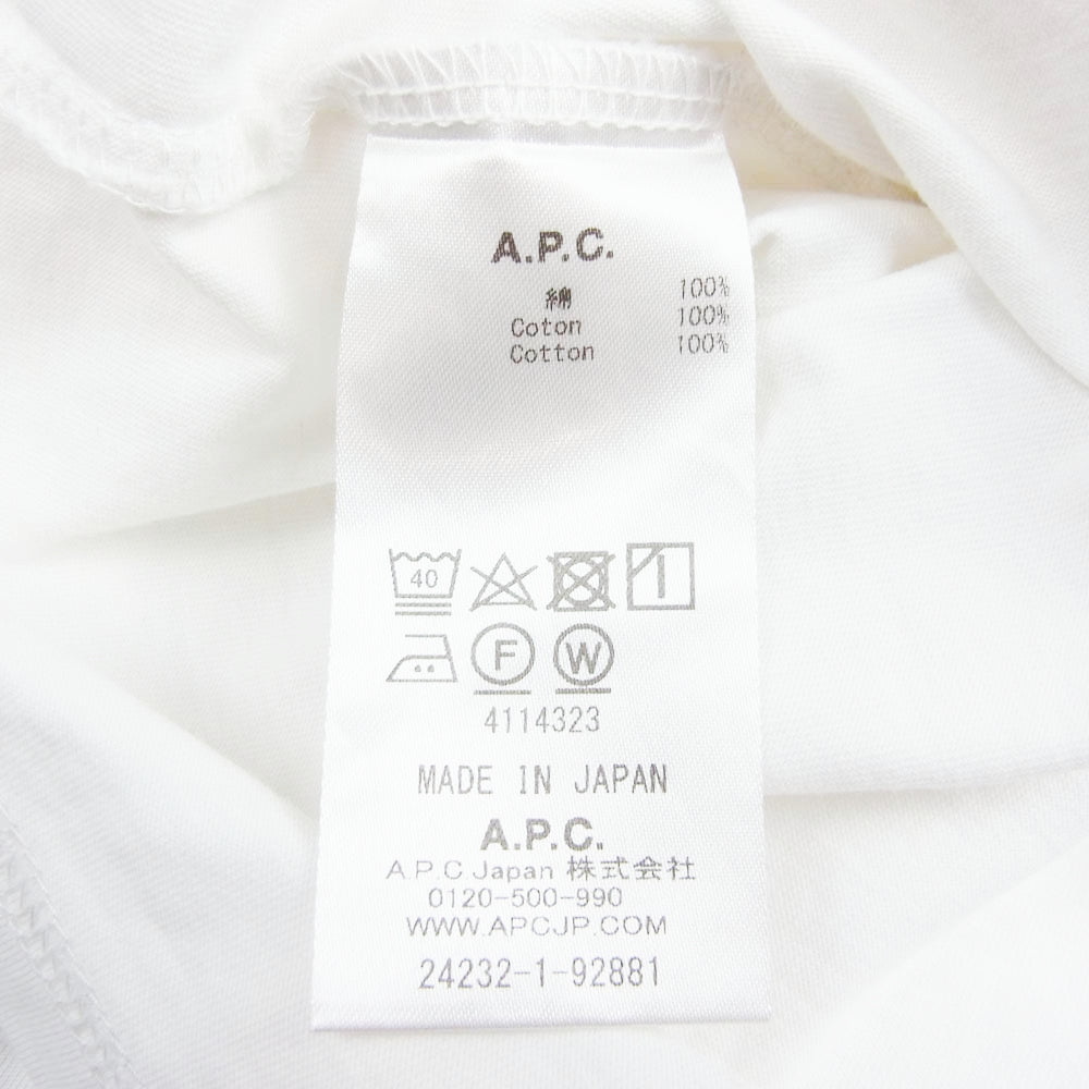 A.P.C. アーペーセー 反転 ロゴ 刺繍 Tシャツ 半袖 ホワイト系 L【中古】