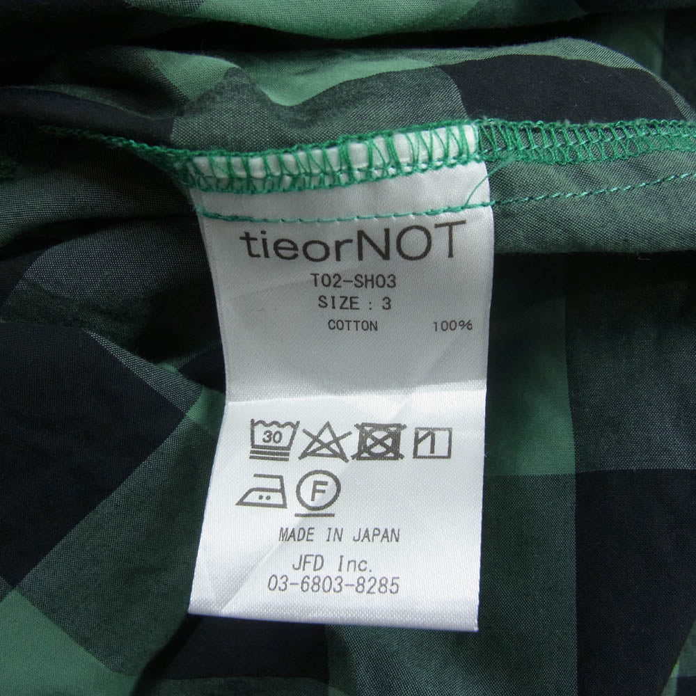 タイオアノット T02-SH03 VENICE OPEN COLLAR Ｈ/S SHIRT ベニス オープンカラー ハーフスリーブ チェック シャツ ブラック系 グリーン系 3【中古】
