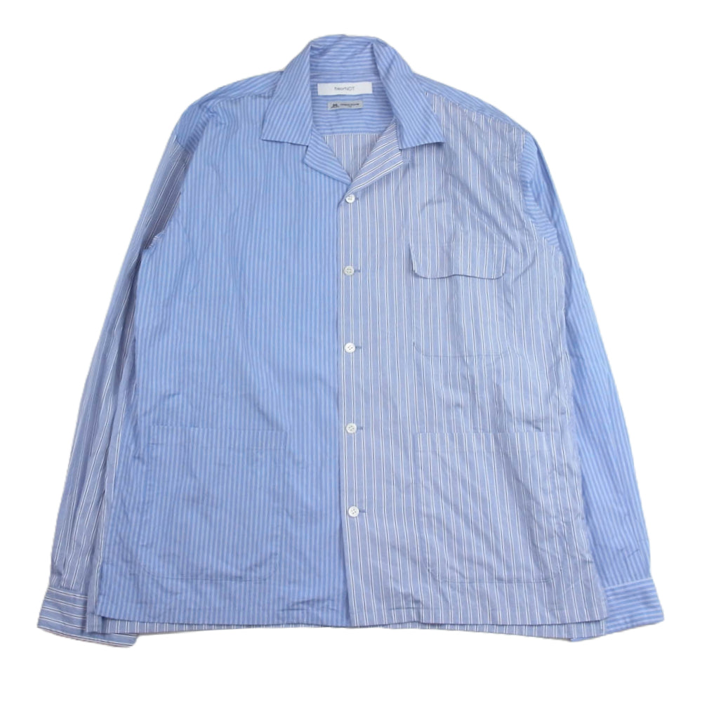 タイオアノット T02-SH09 T.M. OPEN COLLAR SHIRT オープンカラー ストライプ シャツ ブルー系 3【中古】