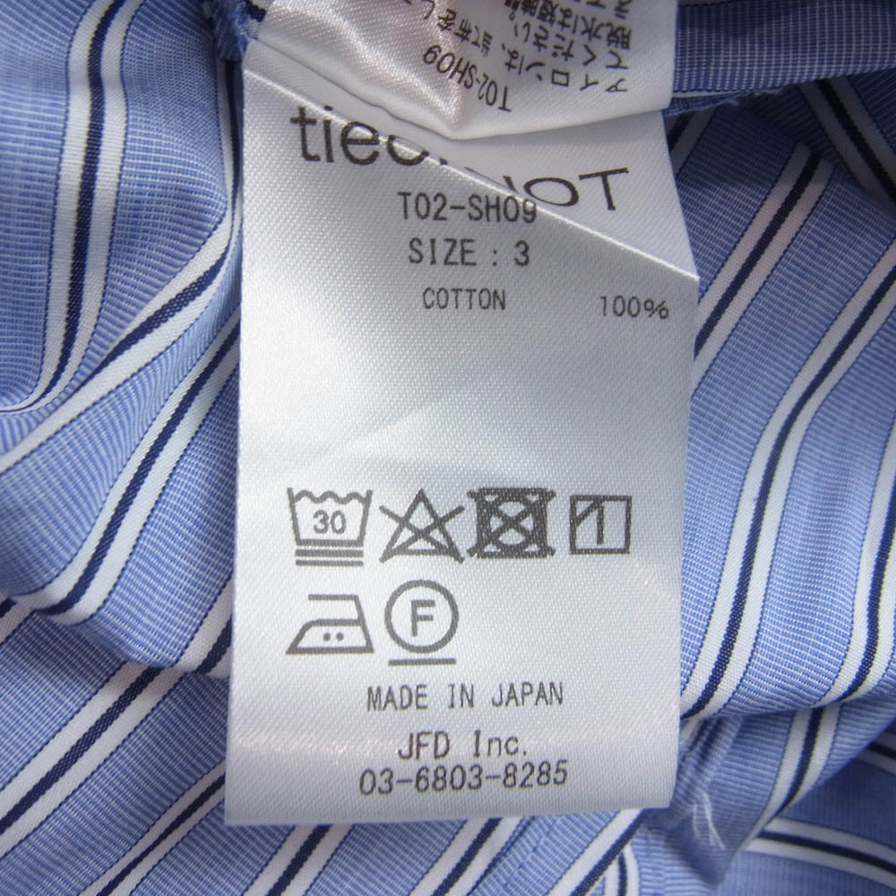 タイオアノット T02-SH09 T.M. OPEN COLLAR SHIRT オープンカラー ストライプ シャツ ブルー系 3【中古】