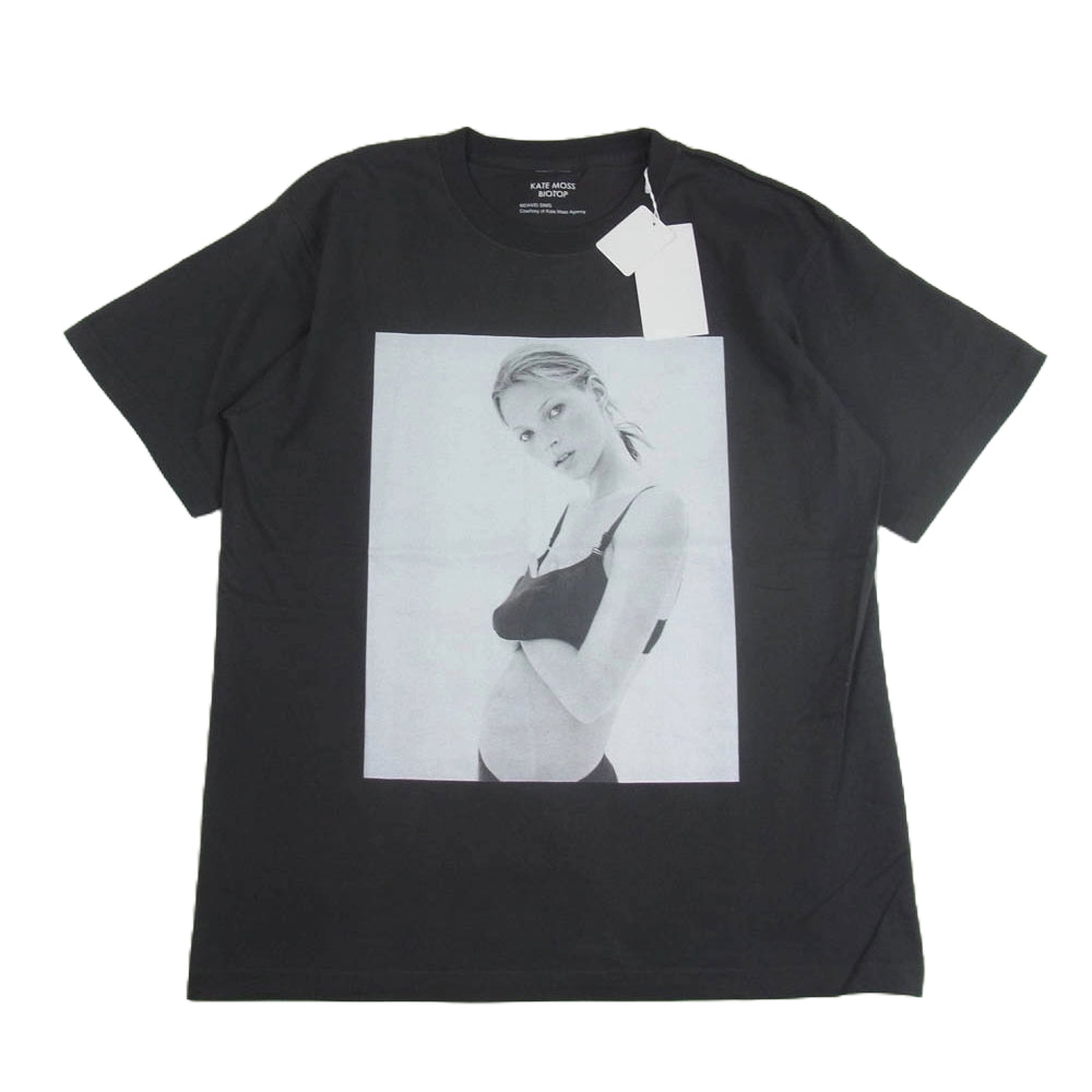 ビオトープ BOM-74000-A Kate Moss ケイトモス by David Sims Photo T-shirts フォトプリント Tシャツ ブラック ブラック系 L【新古品】【未使用】【中古】