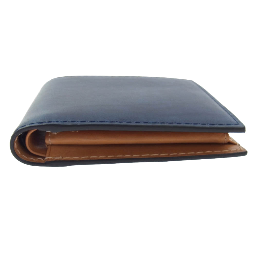 バギーポート 藍染レザー 二つ折り 財布 ウォレット ブルー系 ライトブラウン系【中古】