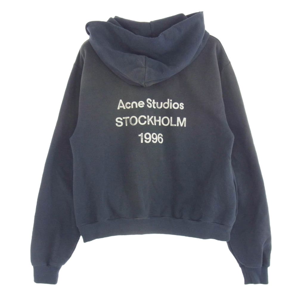 ACNE STUDIOS アクネストゥディオズ 24SS FN-UX-SWEA000020 LOGO HOODED SWEATER STOCKHOLM ヴィンテージ加工 バックロゴフーディ パーカー ネイビー系 S【中古】