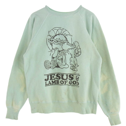 SAINT MICHAEL セントマイケル SM-A23-0000-024 CREW NECK SWEAT/JESUS クルーネック プリント スウェット ミントグリーン系 M【中古】