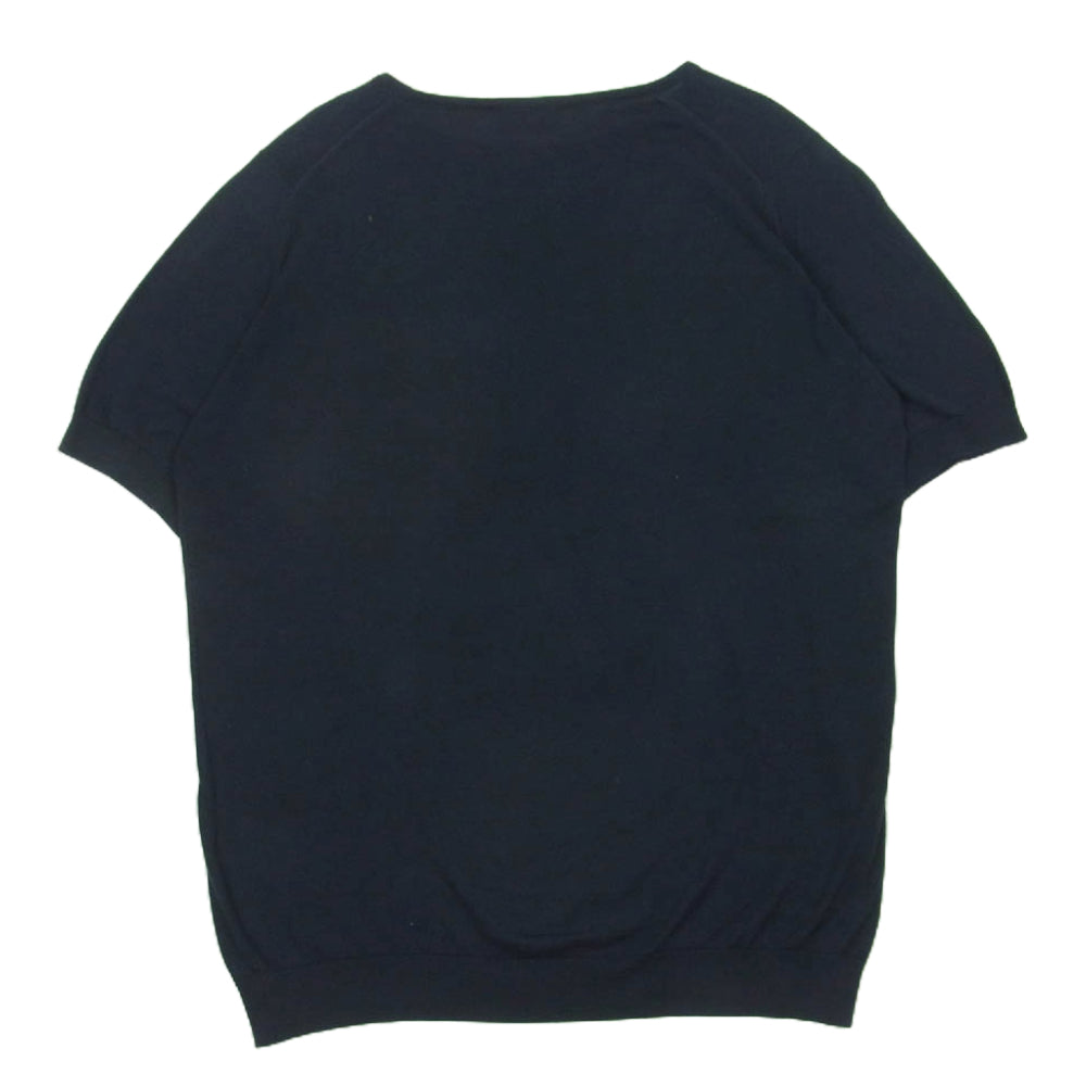 JOHN SMEDLEY ジョンスメドレー コットン 半袖 ニット イギリス製 ダークネイビー系 M【中古】