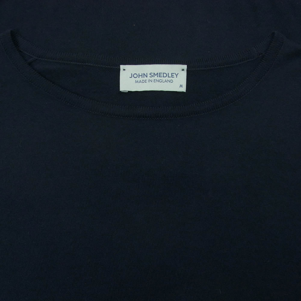 JOHN SMEDLEY ジョンスメドレー コットン 半袖 ニット イギリス製 ダークネイビー系 M【中古】