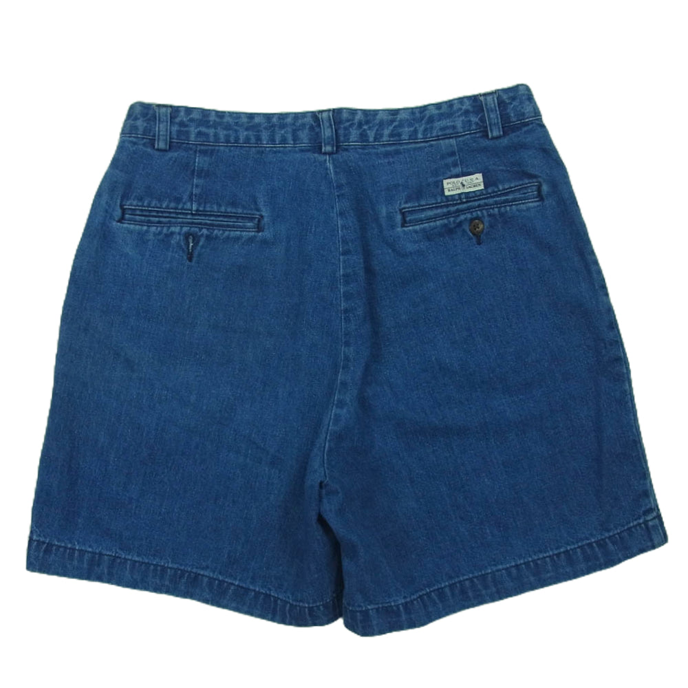 POLO RALPH LAUREN ポロ・ラルフローレン USA デニム ハーフ ショート パンツ インディゴブルー系 32【中古】