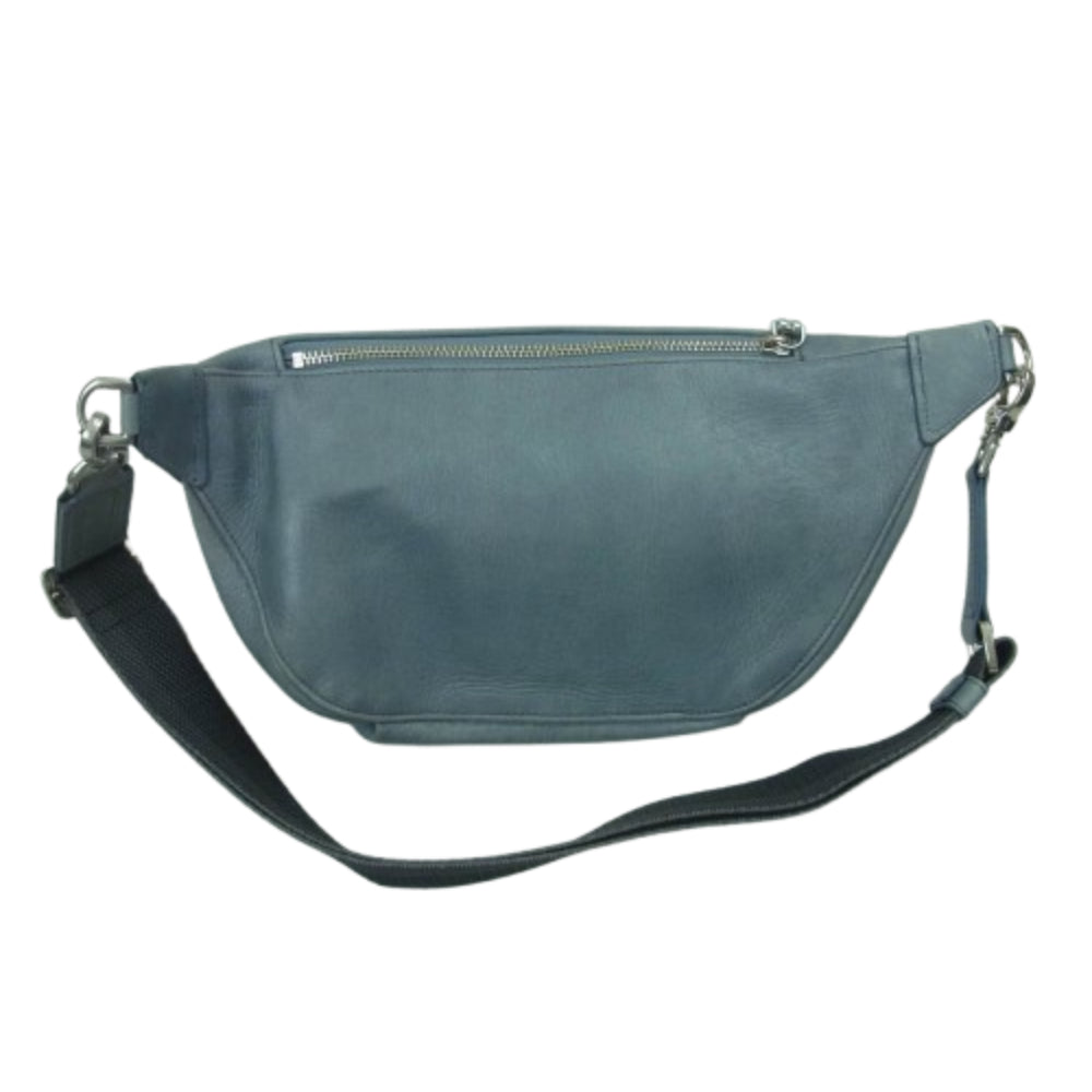 aniary アニアリ 01-07003 レザー ボディ ウェスト バッグ Body Bag 牛革 グレー系 ブルー系 Pale Blue【美品】【中古】