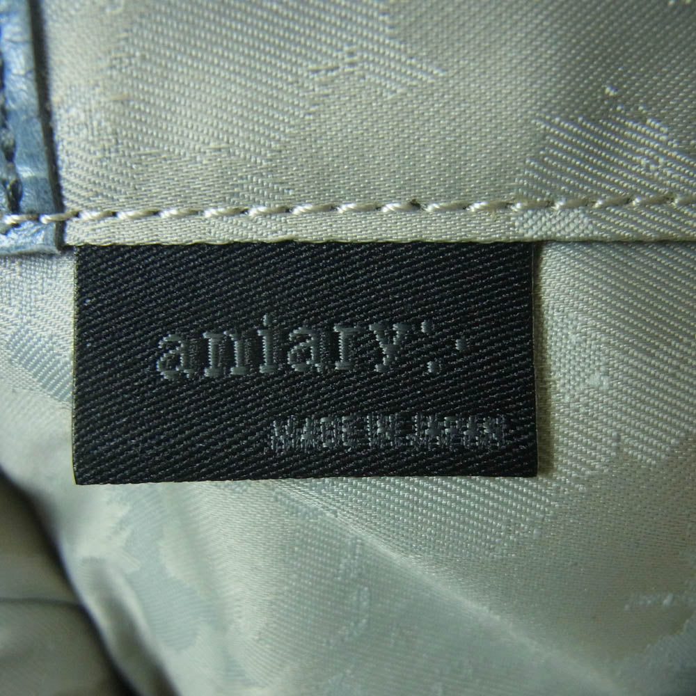 aniary アニアリ 01-07003 レザー ボディ ウェスト バッグ Body Bag 牛革 グレー系 ブルー系 Pale Blue【美品】【中古】