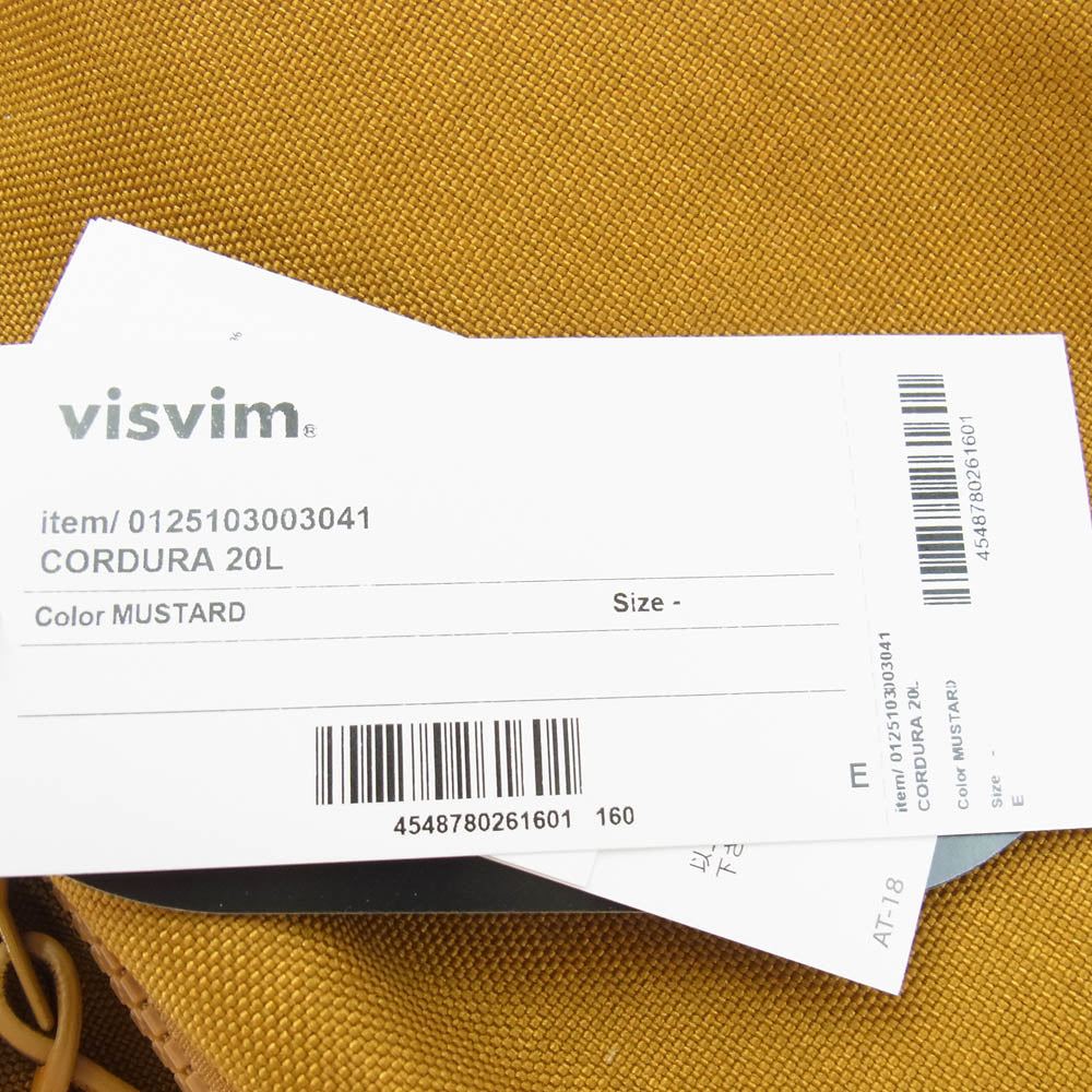 VISVIM ビズビム 25SS 0125103003041 CORDURA 20L コーデュラ バック パック マスタード【新古品】【未使用】【中古】