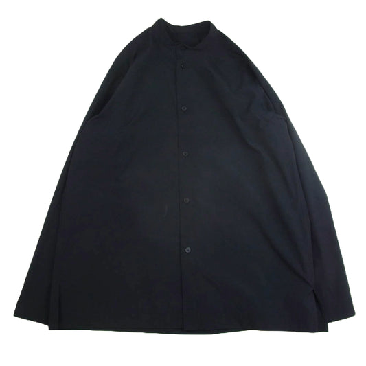 HOMME PLISSE ISSEY MIYAKE オム プリッセ イッセイミヤケ HP43FJ301 SE SHIRT スタンドカラー 長袖 シャツ ネイビー系 4【中古】