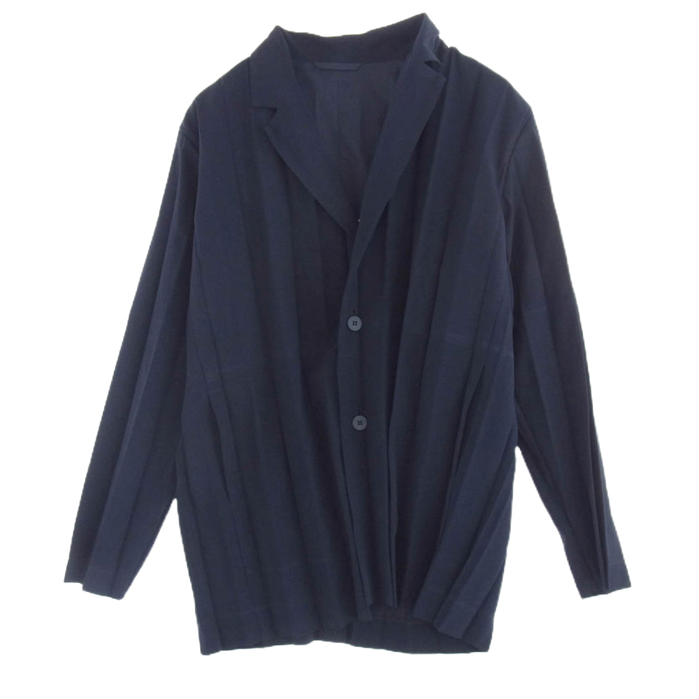 HOMME PLISSE ISSEY MIYAKE オム プリッセ イッセイミヤケ 24SS HP41FD285 EDGE ENSEMBLE アコーディオンプリーツ ジャケット ネイビー系 3【中古】