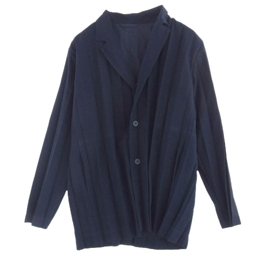 HOMME PLISSE ISSEY MIYAKE オム プリッセ イッセイミヤケ 24SS HP41FD285 EDGE ENSEMBLE アコーディオンプリーツ ジャケット ネイビー系 3【中古】